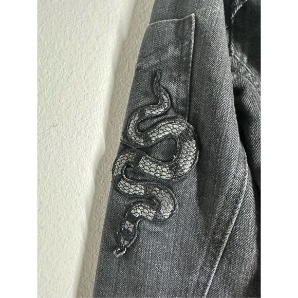 Ring of Fire Men's Black Zip Denim Jacket Size L - Picture 5 of 12